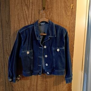 K.I.K.I.T Cropped Blue Jean Jacket Size Medium